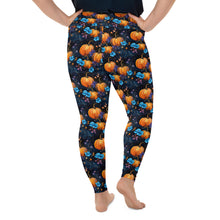 Load image into Gallery viewer, Blue Floral Pumpkin Plus Size Leggings
