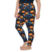 Load image into Gallery viewer, Blue Floral Pumpkin Plus Size Leggings
