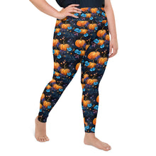 Load image into Gallery viewer, Blue Floral Pumpkin Plus Size Leggings
