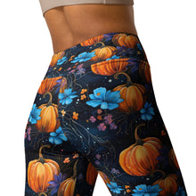 Load image into Gallery viewer, Blue Floral Pumpkin Yoga Leggings
