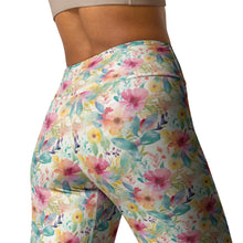 Load image into Gallery viewer, Pink/Yellow Floral Yoga Leggings
