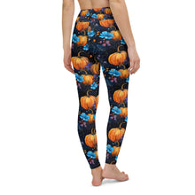 Load image into Gallery viewer, Blue Floral Pumpkin Yoga Leggings
