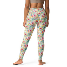 Load image into Gallery viewer, Pink/Yellow Floral Yoga Leggings
