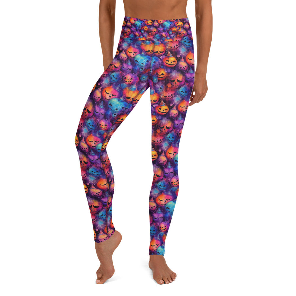 Watercolor Ink Pumpkin Yoga Leggings