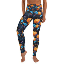 Load image into Gallery viewer, Blue Floral Pumpkin Yoga Leggings
