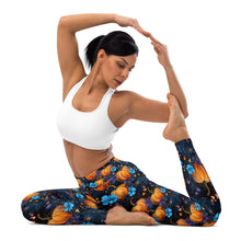 Load image into Gallery viewer, Blue Floral Pumpkin Yoga Leggings
