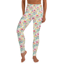 Load image into Gallery viewer, Pink/Yellow Floral Yoga Leggings
