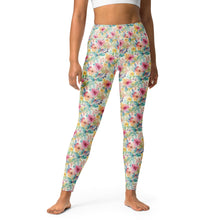 Load image into Gallery viewer, Pink/Yellow Floral Yoga Leggings
