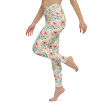 Load image into Gallery viewer, Pink/Yellow Floral Yoga Leggings
