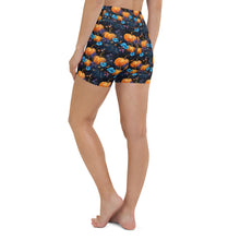 Load image into Gallery viewer, Blue Floral Pumpkin Yoga Shorts
