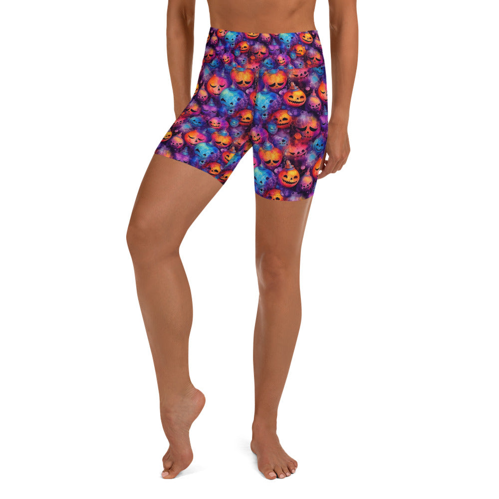 Watercolor Ink Pumpkin Yoga Shorts