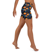 Load image into Gallery viewer, Blue Floral Pumpkin Yoga Shorts
