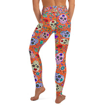 Load image into Gallery viewer, Orange Sugar Skull Yoga Leggings
