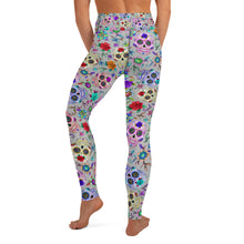 Load image into Gallery viewer, Grey Sugar Skull Yoga Leggings
