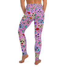 Load image into Gallery viewer, Pink Sugar Skull Yoga Leggings
