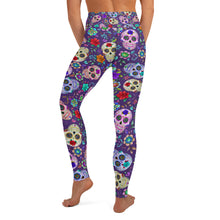 Load image into Gallery viewer, Purple Sugar Skull Yoga Leggings
