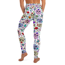 Load image into Gallery viewer, White Sugar Skull Yoga Leggings
