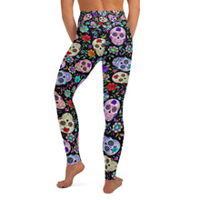 Load image into Gallery viewer, Black Sugar Skull Yoga Leggings
