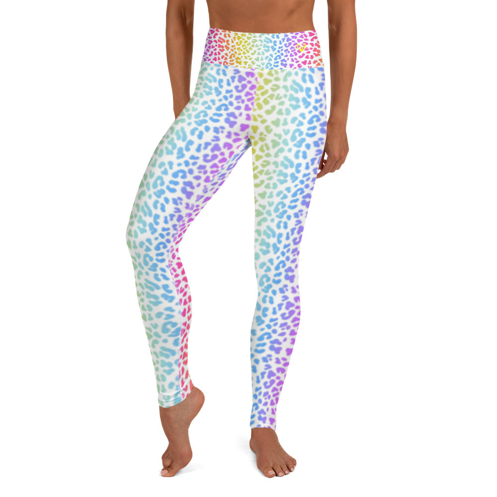 White Neon Leopard Yoga Leggings