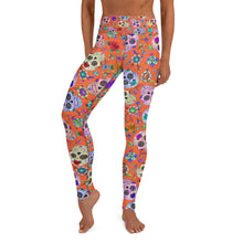 Load image into Gallery viewer, Orange Sugar Skull Yoga Leggings
