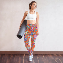 Load image into Gallery viewer, Orange Sugar Skull Yoga Leggings
