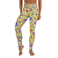 Load image into Gallery viewer, Yellow Sugar Skull Yoga Leggings
