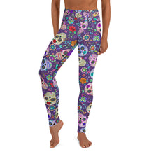 Load image into Gallery viewer, Purple Sugar Skull Yoga Leggings
