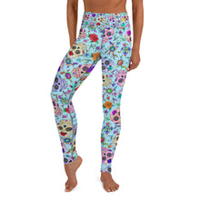 Load image into Gallery viewer, Sky Blue Sugar Skull Yoga Leggings
