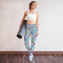 Load image into Gallery viewer, Sky Blue Sugar Skull Yoga Leggings
