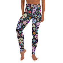 Load image into Gallery viewer, Black Sugar Skull Yoga Leggings
