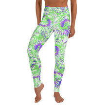 Load image into Gallery viewer, Green/Purple Tie Dye Yoga Leggings
