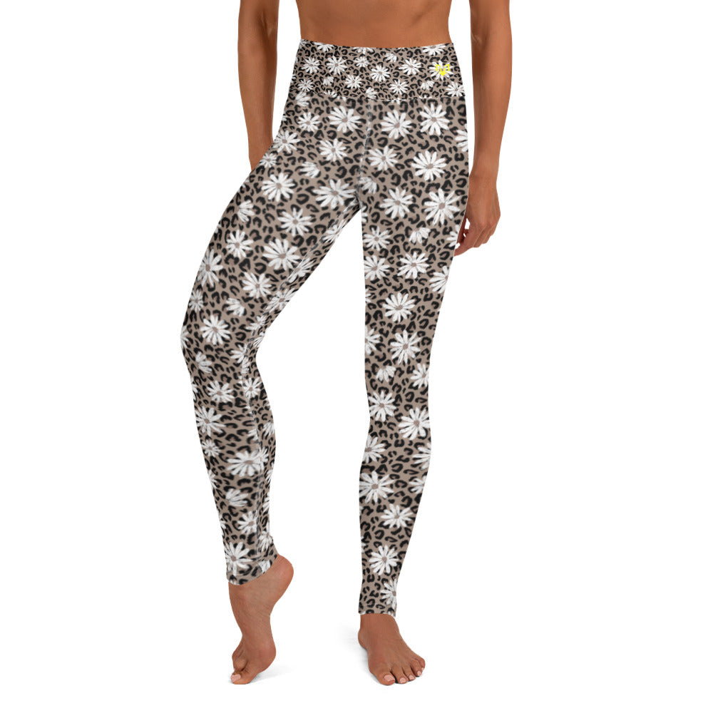 Leopard Daisy Yoga Leggings