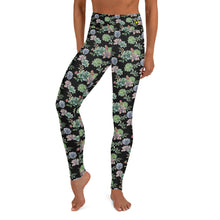 Load image into Gallery viewer, Black Succulent Yoga Leggings
