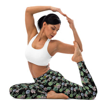 Load image into Gallery viewer, Black Succulent Yoga Leggings
