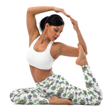 Load image into Gallery viewer, White Succulent Yoga Leggings
