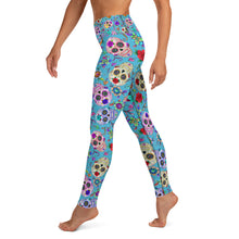 Load image into Gallery viewer, Teal Sugar Skull Yoga Leggings
