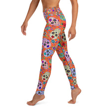 Load image into Gallery viewer, Orange Sugar Skull Yoga Leggings
