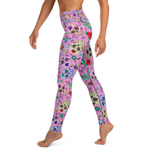 Load image into Gallery viewer, Pink Sugar Skull Yoga Leggings
