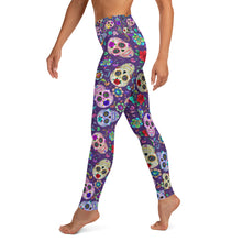 Load image into Gallery viewer, Purple Sugar Skull Yoga Leggings
