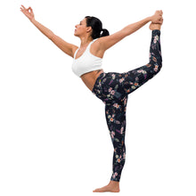 Load image into Gallery viewer, Navy Floral Yoga Leggings
