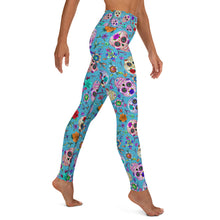 Load image into Gallery viewer, Teal Sugar Skull Yoga Leggings
