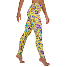 Load image into Gallery viewer, Yellow Sugar Skull Yoga Leggings
