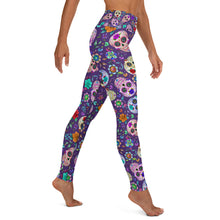 Load image into Gallery viewer, Purple Sugar Skull Yoga Leggings
