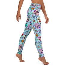 Load image into Gallery viewer, Sky Blue Sugar Skull Yoga Leggings
