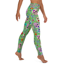 Load image into Gallery viewer, Green Sugar Skull Yoga Leggings
