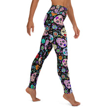 Load image into Gallery viewer, Black Sugar Skull Yoga Leggings
