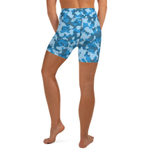 Load image into Gallery viewer, Blue Splash Camo Yoga Shorts
