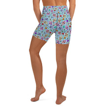 Load image into Gallery viewer, Sky Blue Sugar Skull Yoga Shorts
