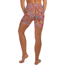 Load image into Gallery viewer, Orange Sugar Skull Yoga Shorts
