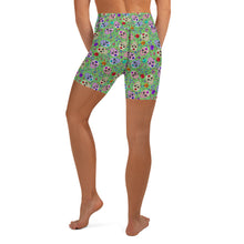 Load image into Gallery viewer, Green Sugar Skull Yoga Shorts
